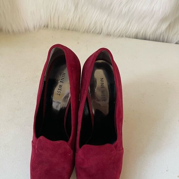 Nine West leather suede red wine hidden platform heels pointed toe size 10.5M - Picture 11 of 11